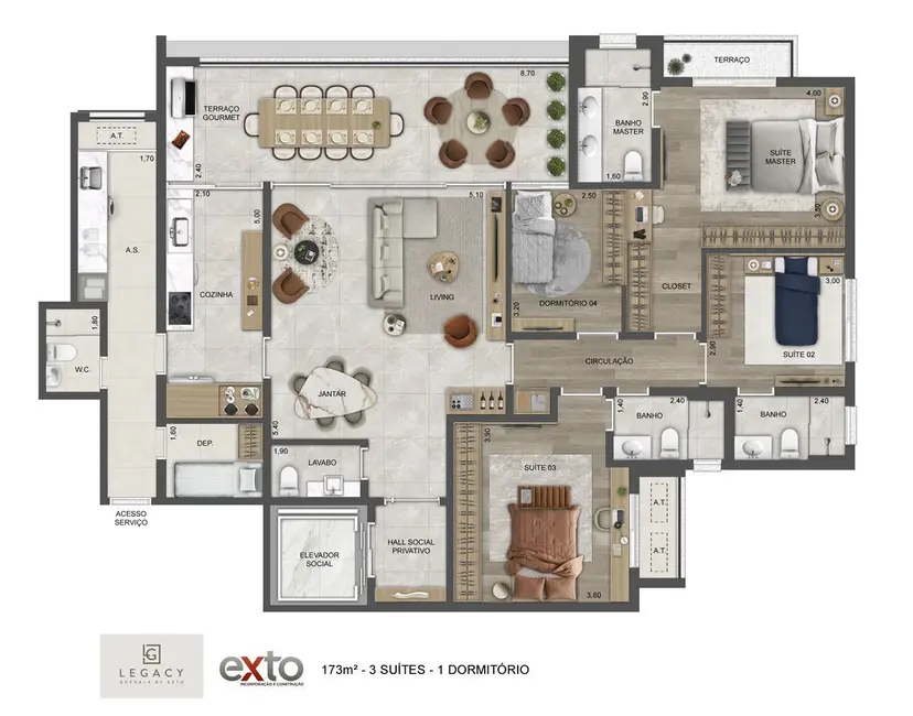 Foto 8 de Apartamento com 4 quartos à venda, 173m2 em Jardim Guedala, São Paulo - SP