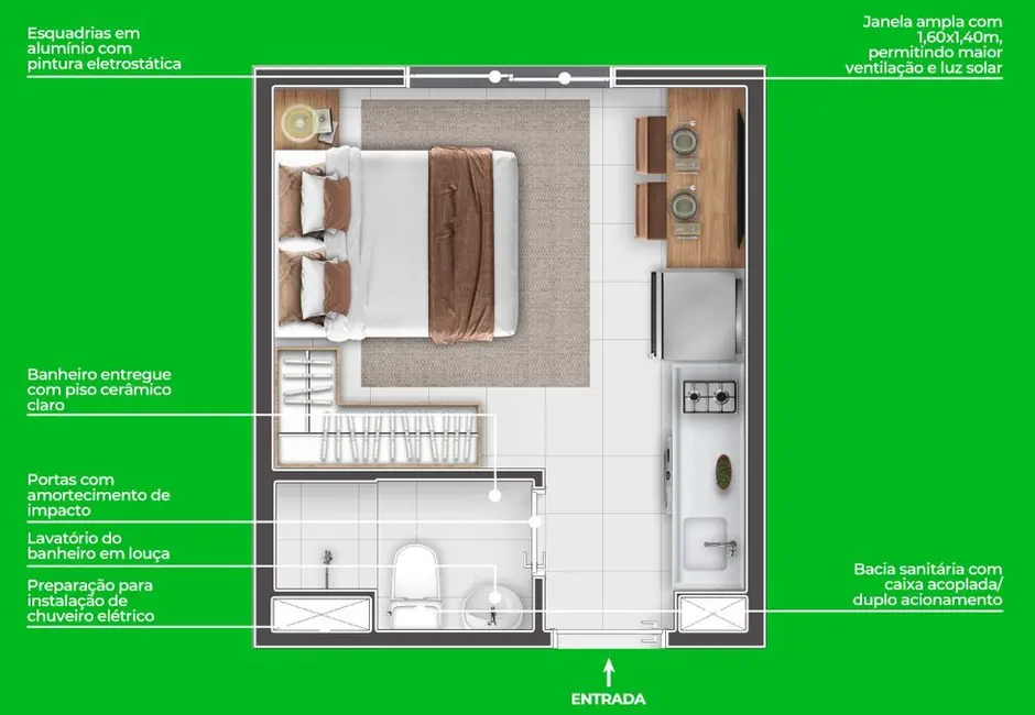 Foto 3 de Kitnet com 1 quarto à venda, 25m2 em Vila Pirituba, São Paulo - SP