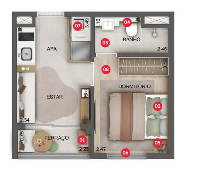 Apartamento com 1 quarto à venda, 24m2 em Vila Olímpia, São Paulo - SP - imagem 2 Foto 2 de Apartamento com 1 quarto à venda, 24m2 em Vila Olímpia, São Paulo - SP