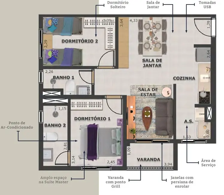 Foto 5 de Apartamento com 2 quartos à venda, 47m2 em Vila Palmares, Santo Andre - SP
