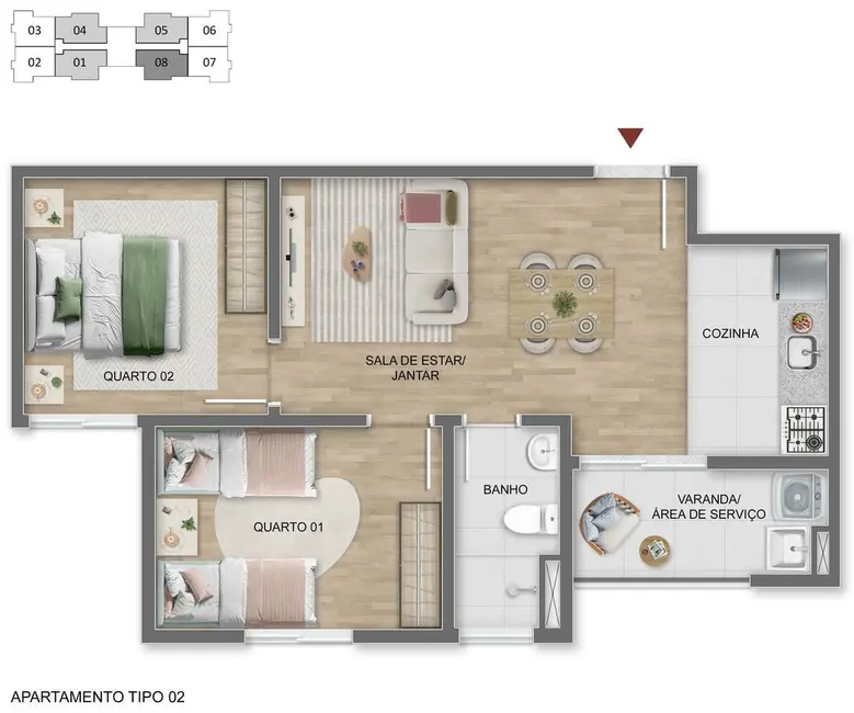 Foto 1 de Apartamento com 2 quartos à venda, 48m2 em Mogi Das Cruzes, SP