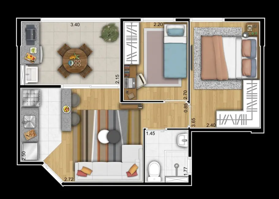 Foto 3 de Apartamento com 2 quartos à venda, 43m2 em Conceição, Diadema - SP