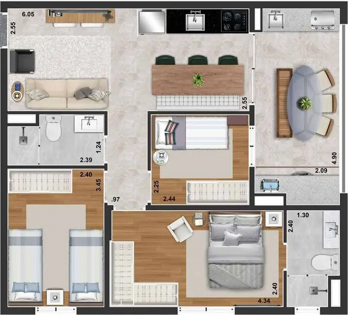 Foto 3 de Apartamento com 2 quartos à venda, 54m2 em Centro, Diadema - SP
