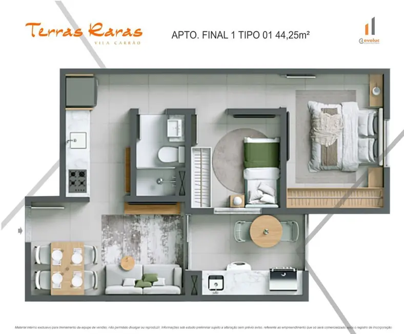 Apartamento com 1 quarto à venda, 32m2 em Vila Carrão, São Paulo - SP - imagem 5 Foto 5 de Apartamento com 1 quarto à venda, 32m2 em Vila Carrão, São Paulo - SP