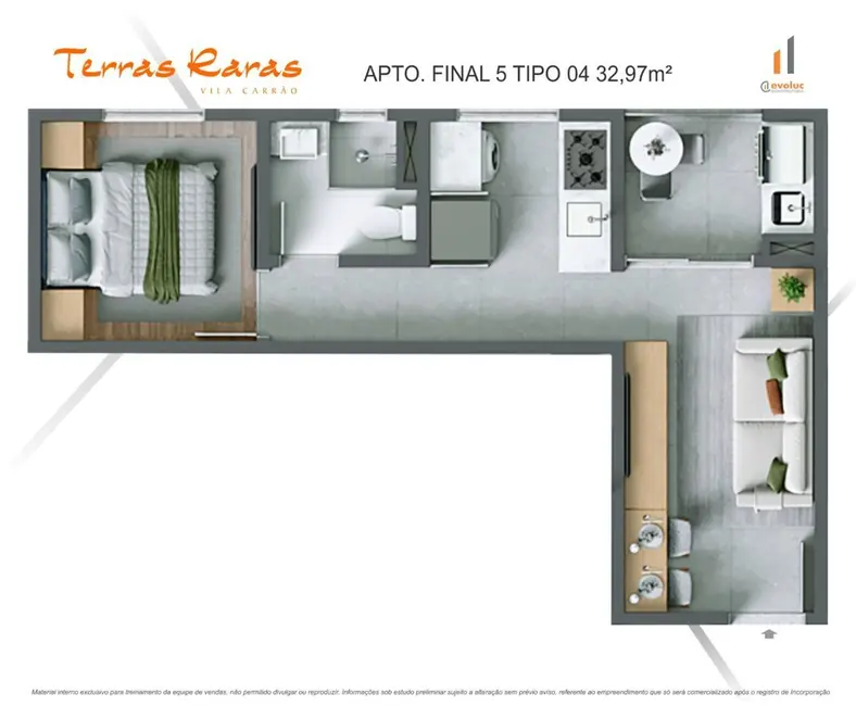 Apartamento com 1 quarto à venda, 32m2 em Vila Carrão, São Paulo - SP - imagem 4 Foto 4 de Apartamento com 1 quarto à venda, 32m2 em Vila Carrão, São Paulo - SP