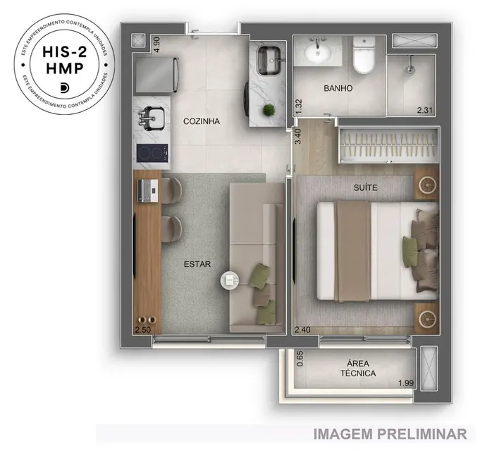 Kitnet com 1 quarto à venda, 27m2 em Mooca, São Paulo - SP - imagem 2 Foto 2 de Kitnet com 1 quarto à venda, 27m2 em Mooca, São Paulo - SP
