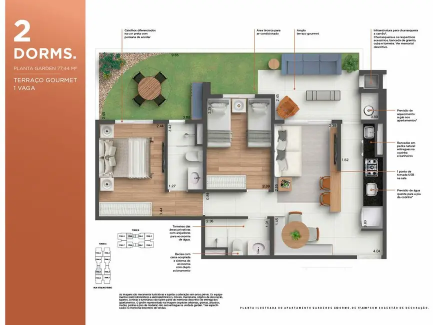Apartamento com 2 quartos à venda, 60m2 em Morumbi, Paulinia - SP - imagem 6 Foto 6 de Apartamento com 2 quartos à venda, 60m2 em Morumbi, Paulinia - SP