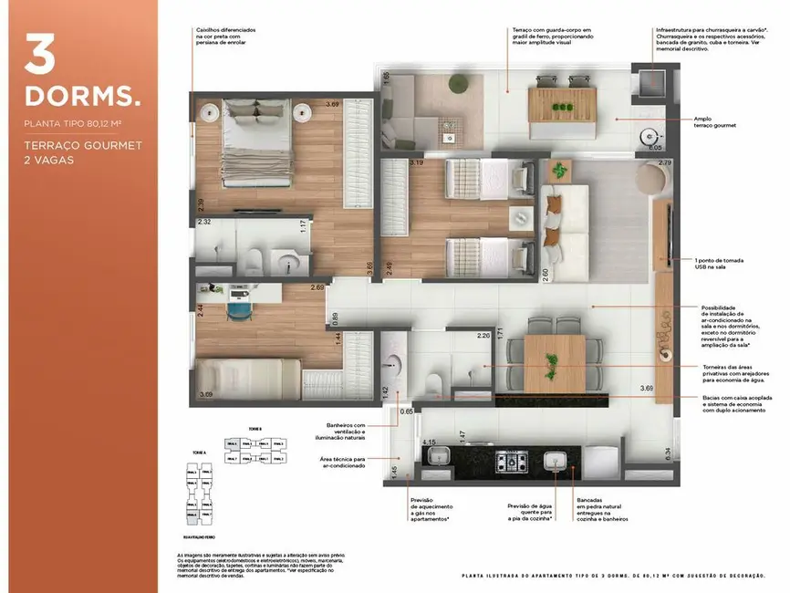Apartamento com 2 quartos à venda, 60m2 em Morumbi, Paulinia - SP - imagem 3 Foto 3 de Apartamento com 2 quartos à venda, 60m2 em Morumbi, Paulinia - SP