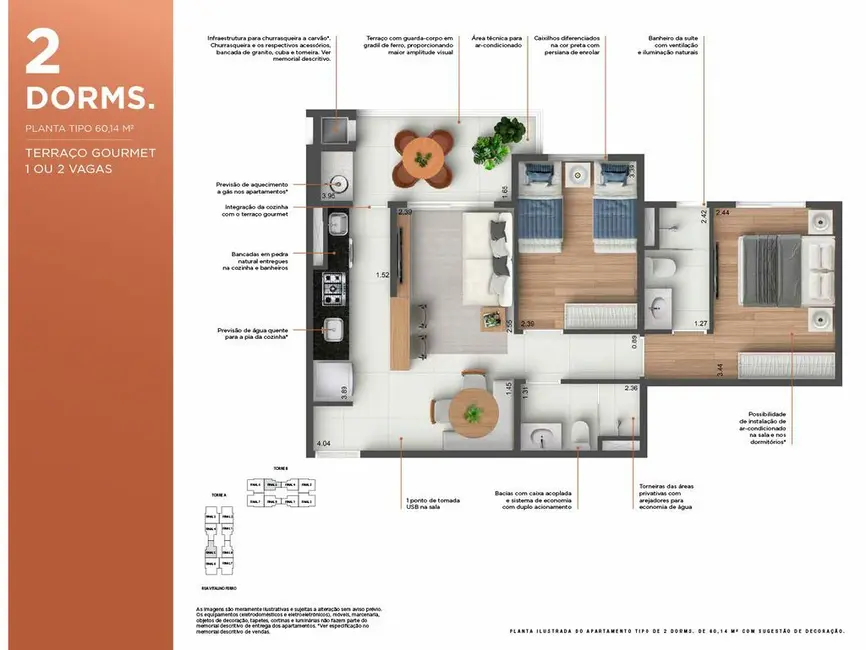 Apartamento com 2 quartos à venda, 60m2 em Morumbi, Paulinia - SP - imagem 2 Foto 2 de Apartamento com 2 quartos à venda, 60m2 em Morumbi, Paulinia - SP