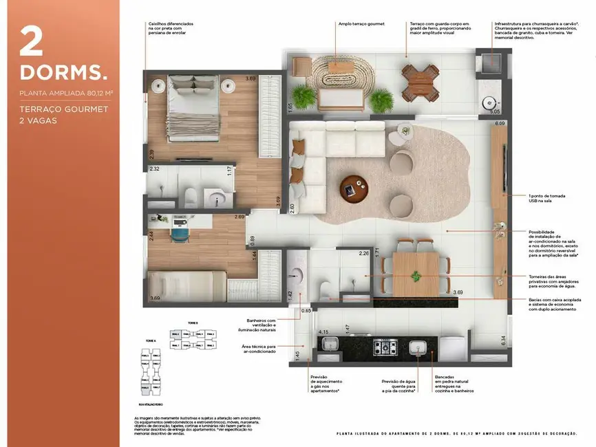 Apartamento com 2 quartos à venda, 60m2 em Morumbi, Paulinia - SP - imagem 5 Foto 5 de Apartamento com 2 quartos à venda, 60m2 em Morumbi, Paulinia - SP
