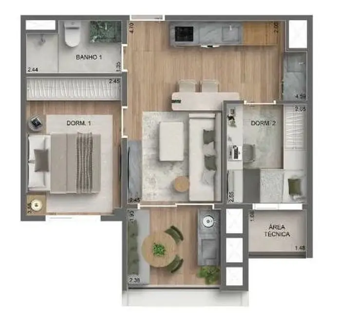 Foto 4 de Apartamento com 2 quartos à venda, 45m2 em Vila Monte Alegre, São Paulo - SP