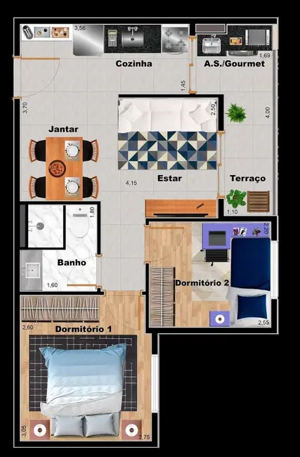 Foto 4 de Apartamento com 2 quartos à venda, 49m2 em Vila Ré, São Paulo - SP