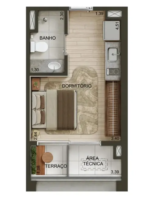 Kitnet com 1 quarto à venda, 22m2 em Chácara Santo Antônio (Zona Sul), São Paulo - SP - imagem 8 Foto 8 de Kitnet com 1 quarto à venda, 22m2 em Chácara Santo Antônio (Zona Sul), São Paulo - SP