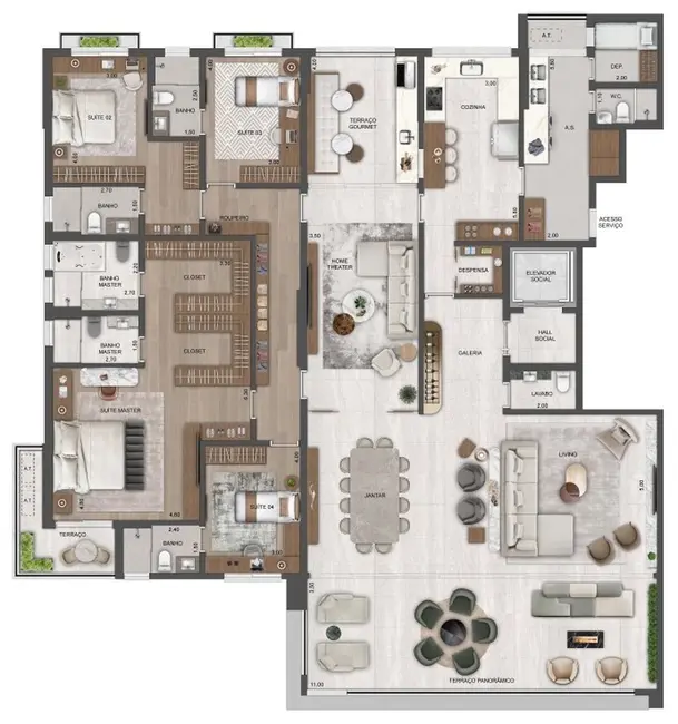 Foto 2 de Cobertura com 4 quartos à venda, 700m2 em Vila Tramontano, São Paulo - SP