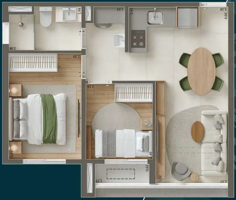 Apartamento com 2 quartos à venda, 42m2 em São Paulo - SP - imagem 3 Foto 3 de Apartamento com 2 quartos à venda, 42m2 em São Paulo - SP