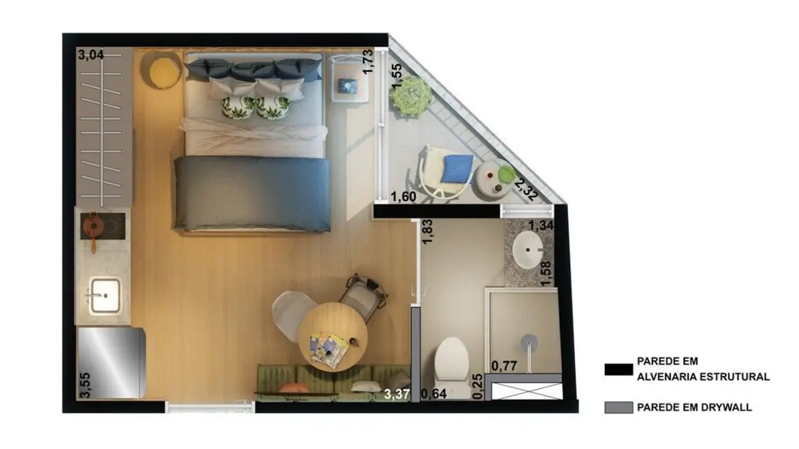 Kitnet com 1 quarto à venda, 24m2 em Santa Cecília, São Paulo - SP - imagem 8 Foto 8 de Kitnet com 1 quarto à venda, 24m2 em Santa Cecília, São Paulo - SP