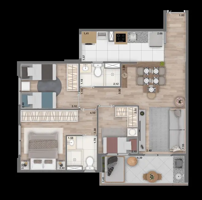 Apartamento com 3 quartos à venda, 69m2 em Vila Andrade, São Paulo - SP - imagem 3 Foto 3 de Apartamento com 3 quartos à venda, 69m2 em Vila Andrade, São Paulo - SP