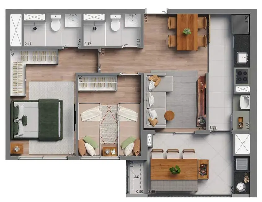 Foto 3 de Apartamento com 2 quartos à venda, 126m2 em Morumbi, São Paulo - SP
