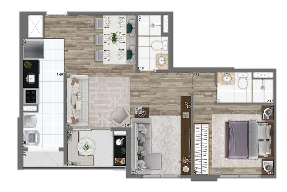 Apartamento com 2 quartos à venda, 56m2 em Morumbi, São Paulo - SP - imagem 4 Foto 4 de Apartamento com 2 quartos à venda, 56m2 em Morumbi, São Paulo - SP