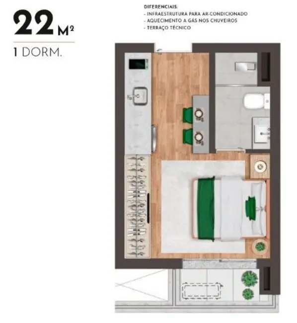 Foto 3 de Apartamento com 2 quartos à venda, 40m2 em São Paulo - SP