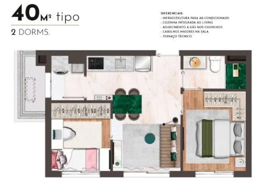 Foto 7 de Apartamento com 2 quartos à venda, 40m2 em São Paulo - SP