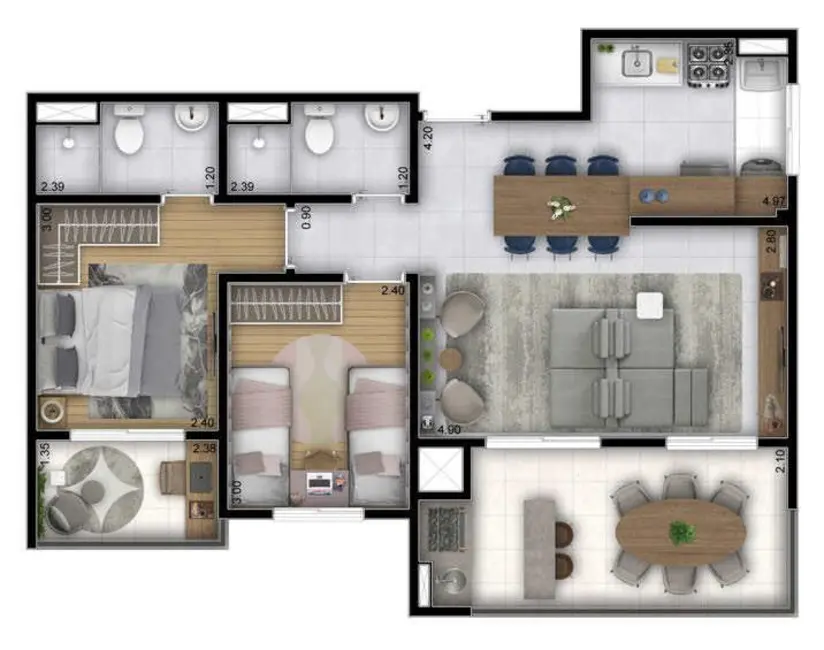 Foto 3 de Apartamento com 3 quartos à venda, 66m2 em São Paulo - SP