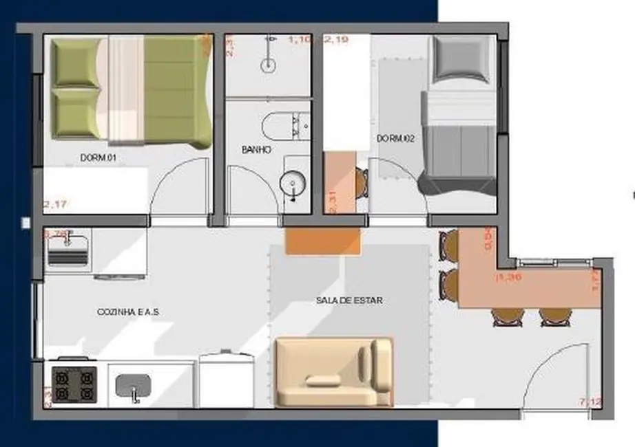 Apartamento com 1 quarto à venda, 27m2 em Vila Antonina, São Paulo - SP - imagem 8 Foto 8 de Apartamento com 1 quarto à venda, 27m2 em Vila Antonina, São Paulo - SP