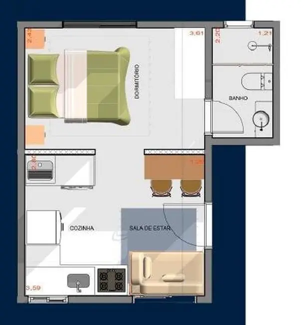 Apartamento com 1 quarto à venda, 27m2 em Vila Antonina, São Paulo - SP - imagem 9 Foto 9 de Apartamento com 1 quarto à venda, 27m2 em Vila Antonina, São Paulo - SP
