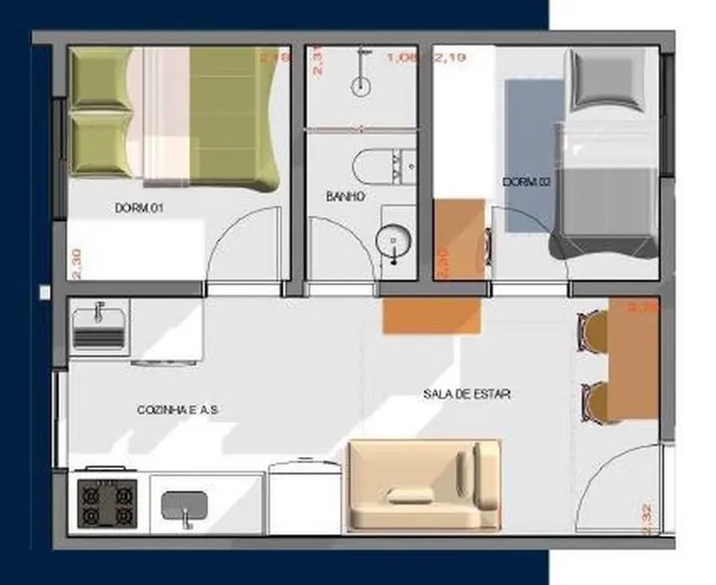 Apartamento com 1 quarto à venda, 27m2 em Vila Antonina, São Paulo - SP - imagem 7 Foto 7 de Apartamento com 1 quarto à venda, 27m2 em Vila Antonina, São Paulo - SP