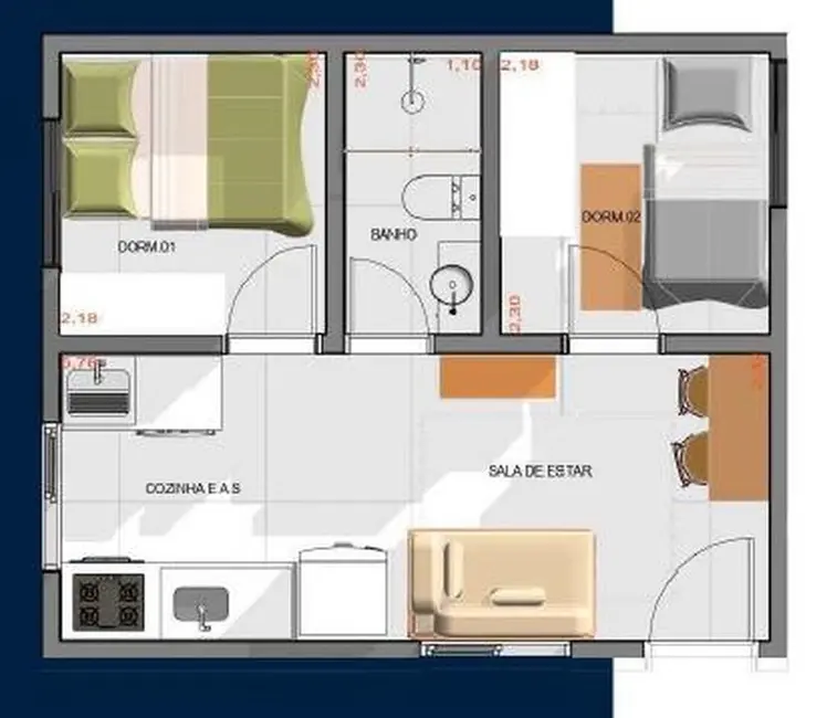 Apartamento com 1 quarto à venda, 27m2 em Vila Antonina, São Paulo - SP - imagem 5 Foto 5 de Apartamento com 1 quarto à venda, 27m2 em Vila Antonina, São Paulo - SP
