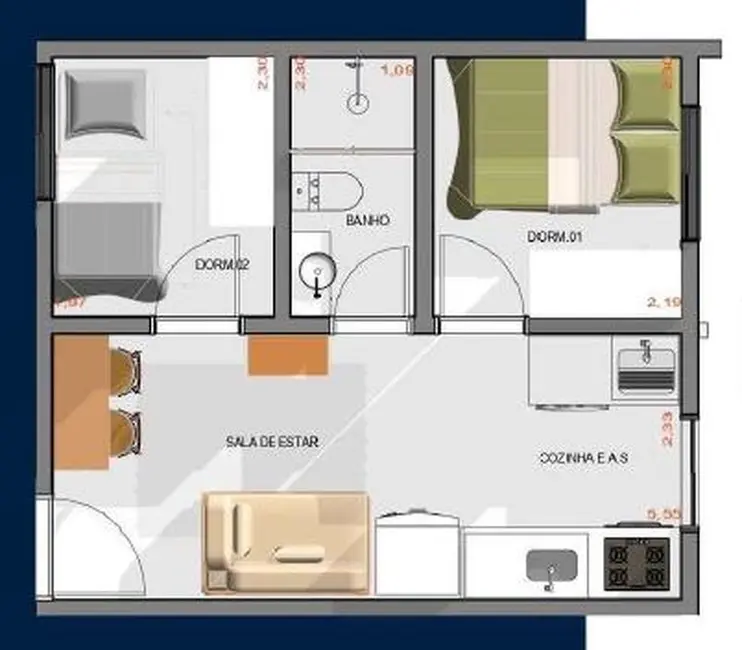 Foto 9 de Apartamento com 2 quartos à venda, 32m2 em Vila Antonina, São Paulo - SP