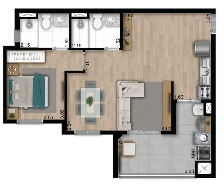 Foto 3 de Apartamento com 2 quartos à venda, 56m2 em Vila São João, Guarulhos - SP