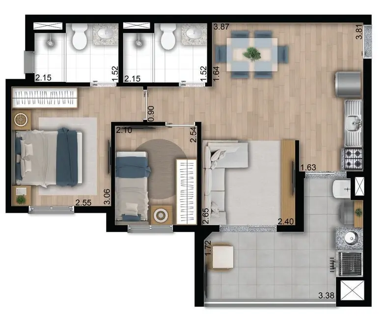 Foto 2 de Apartamento com 2 quartos à venda, 56m2 em Vila São João, Guarulhos - SP