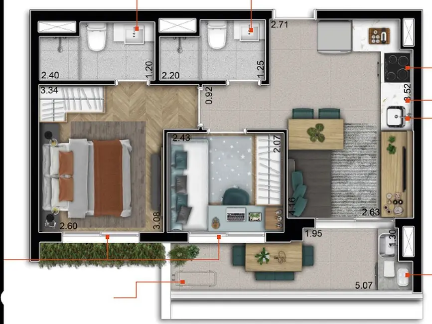 Foto 6 de Apartamento com 2 quartos à venda, 49m2 em Vila Buarque, São Paulo - SP