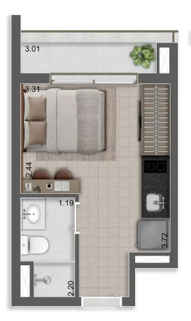 Foto 2 de Apartamento com 1 quarto à venda, 33m2 em Moema, São Paulo - SP