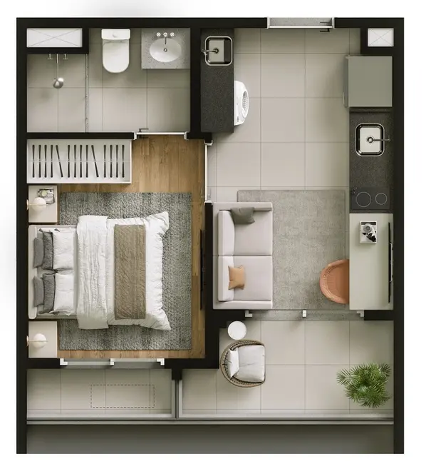 Foto 3 de Apartamento com 1 quarto à venda, 27m2 em Cidade Monções, São Paulo - SP