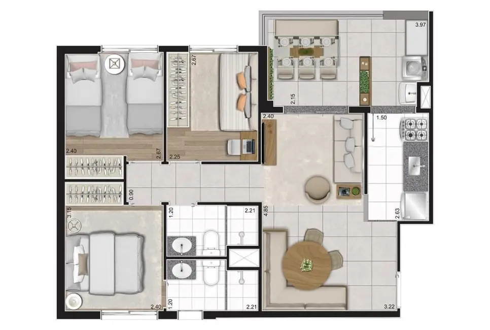 Foto 2 de Apartamento com 2 quartos à venda, 34m2 em Cambuci, São Paulo - SP