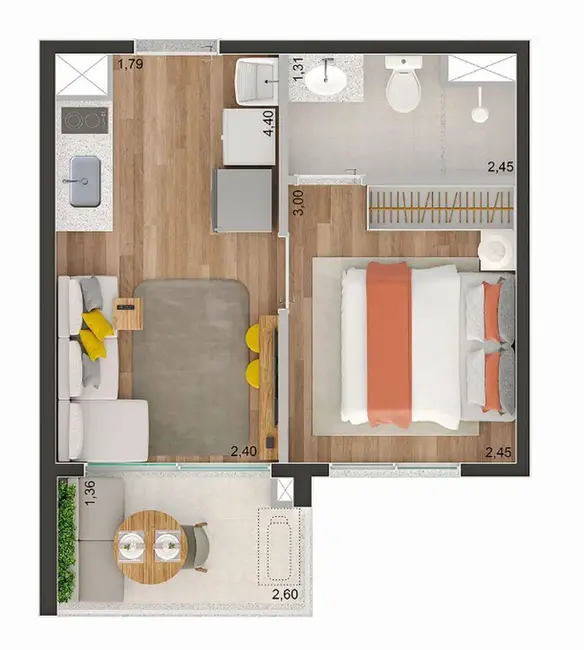 Apartamento com 1 quarto à venda, 26m2 em Brooklin Paulista, São Paulo - SP - imagem 8 Foto 8 de Apartamento com 1 quarto à venda, 26m2 em Brooklin Paulista, São Paulo - SP