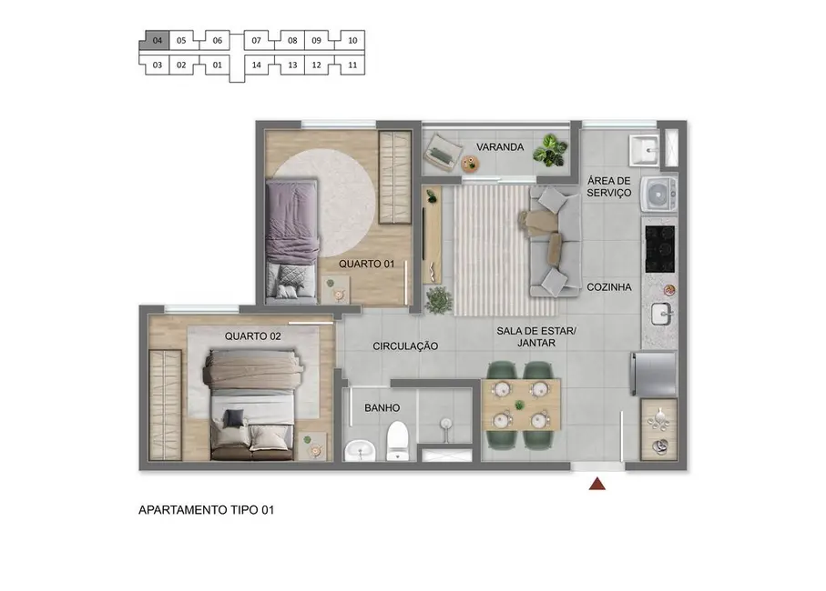 Foto 1 de Apartamento com 2 quartos à venda, 44m2 em Piraporinha, Diadema - SP