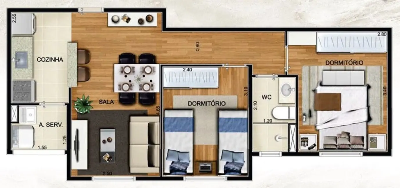 Foto 2 de Apartamento com 2 quartos à venda, 46m2 em Jardim Santa Cruz (Sacomã), São Paulo - SP