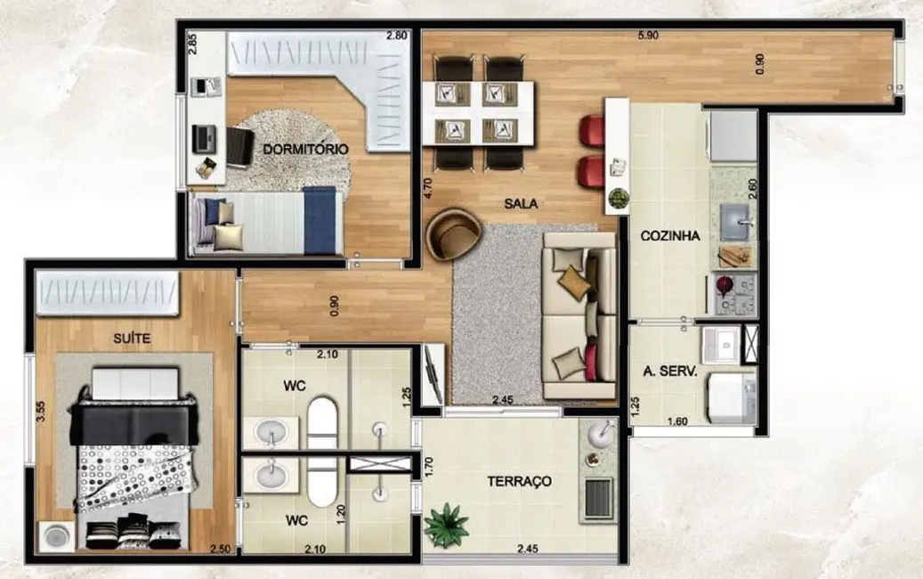 Foto 3 de Apartamento com 2 quartos à venda, 46m2 em Jardim Santa Cruz (Sacomã), São Paulo - SP