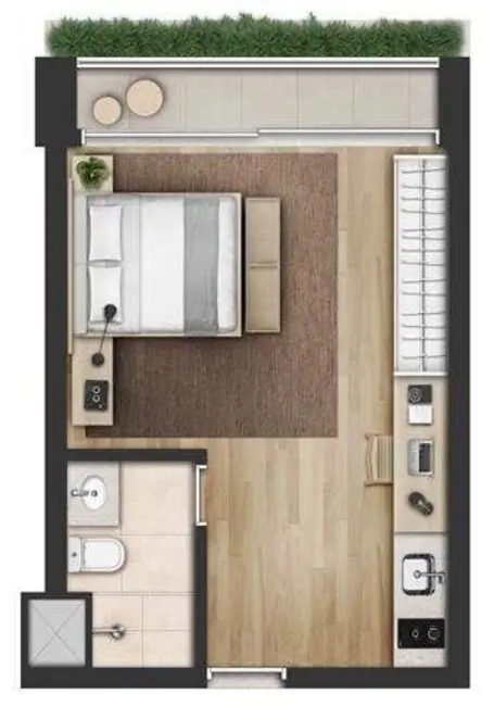 Kitnet com 1 quarto à venda, 22m2 em Moema, São Paulo - SP - imagem 3 Foto 3 de Kitnet com 1 quarto à venda, 22m2 em Moema, São Paulo - SP