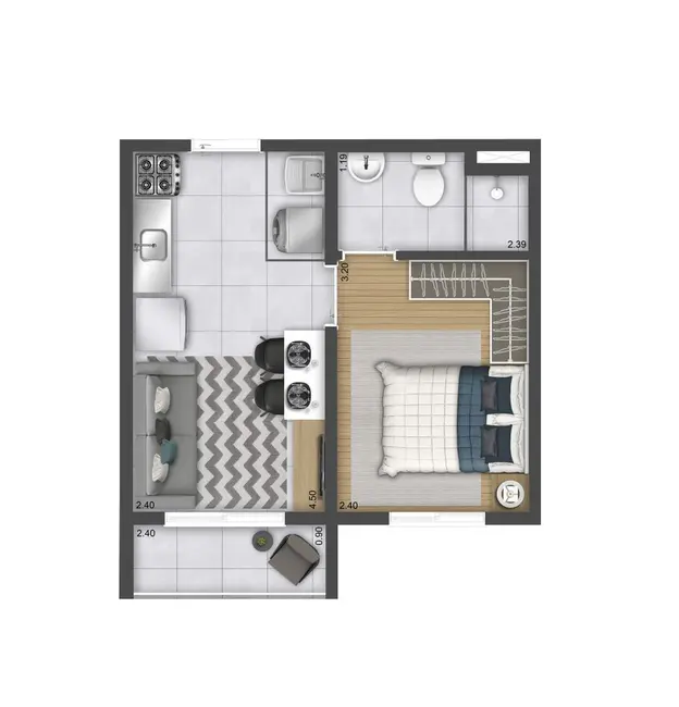 Apartamento com 1 quarto à venda, 27m2 em Butantã, São Paulo - SP - imagem 3 Foto 3 de Apartamento com 1 quarto à venda, 27m2 em Butantã, São Paulo - SP