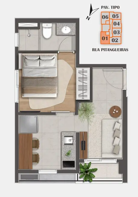 Foto 2 de Apartamento com 1 quarto à venda, 25m2 em São Paulo - SP