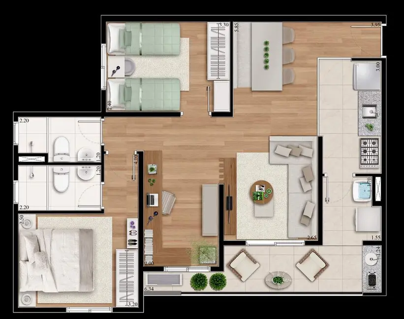Foto 4 de Apartamento com 2 quartos à venda, 55m2 em Vila Rosália, Guarulhos - SP