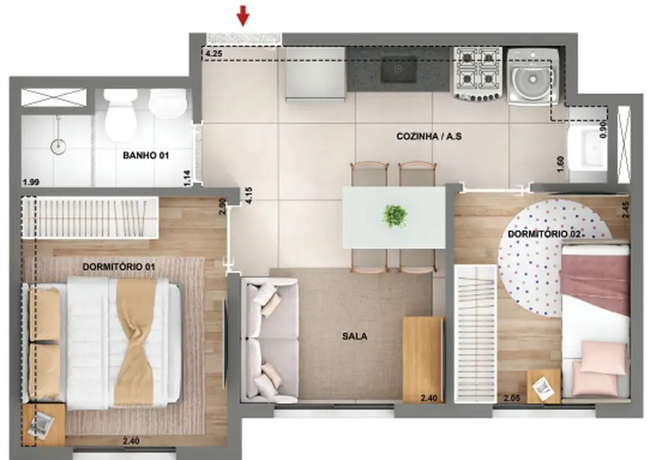 Foto 2 de Apartamento à venda, 43m2 em Jardim Caravelas, São Paulo - SP