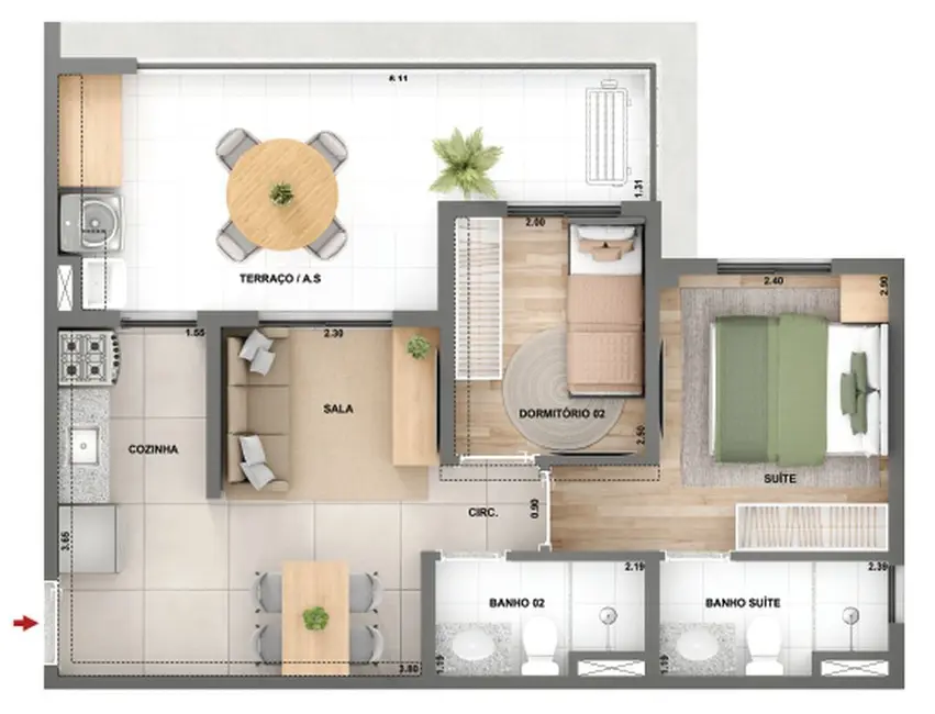 Foto 4 de Apartamento à venda, 43m2 em Jardim Caravelas, São Paulo - SP