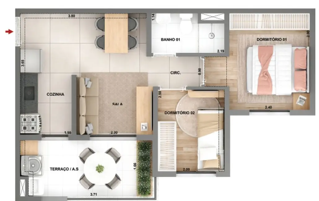 Foto 5 de Apartamento à venda, 43m2 em Jardim Caravelas, São Paulo - SP