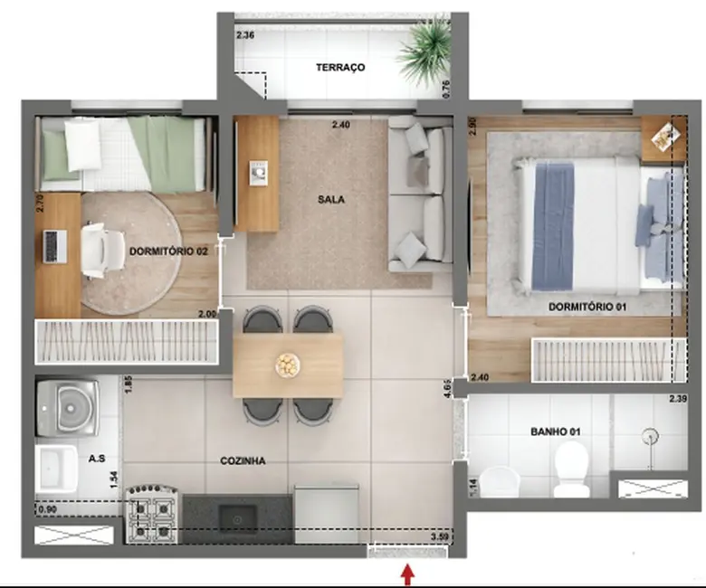 Foto 1 de Apartamento à venda, 43m2 em Jardim Caravelas, São Paulo - SP