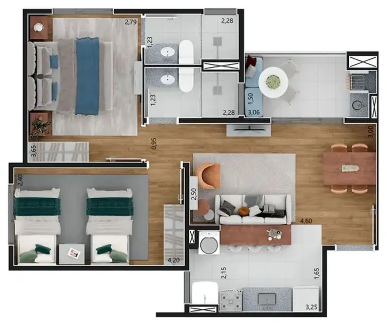 Foto 2 de Apartamento à venda, 57m2 em Jardim Europa, Salto - SP